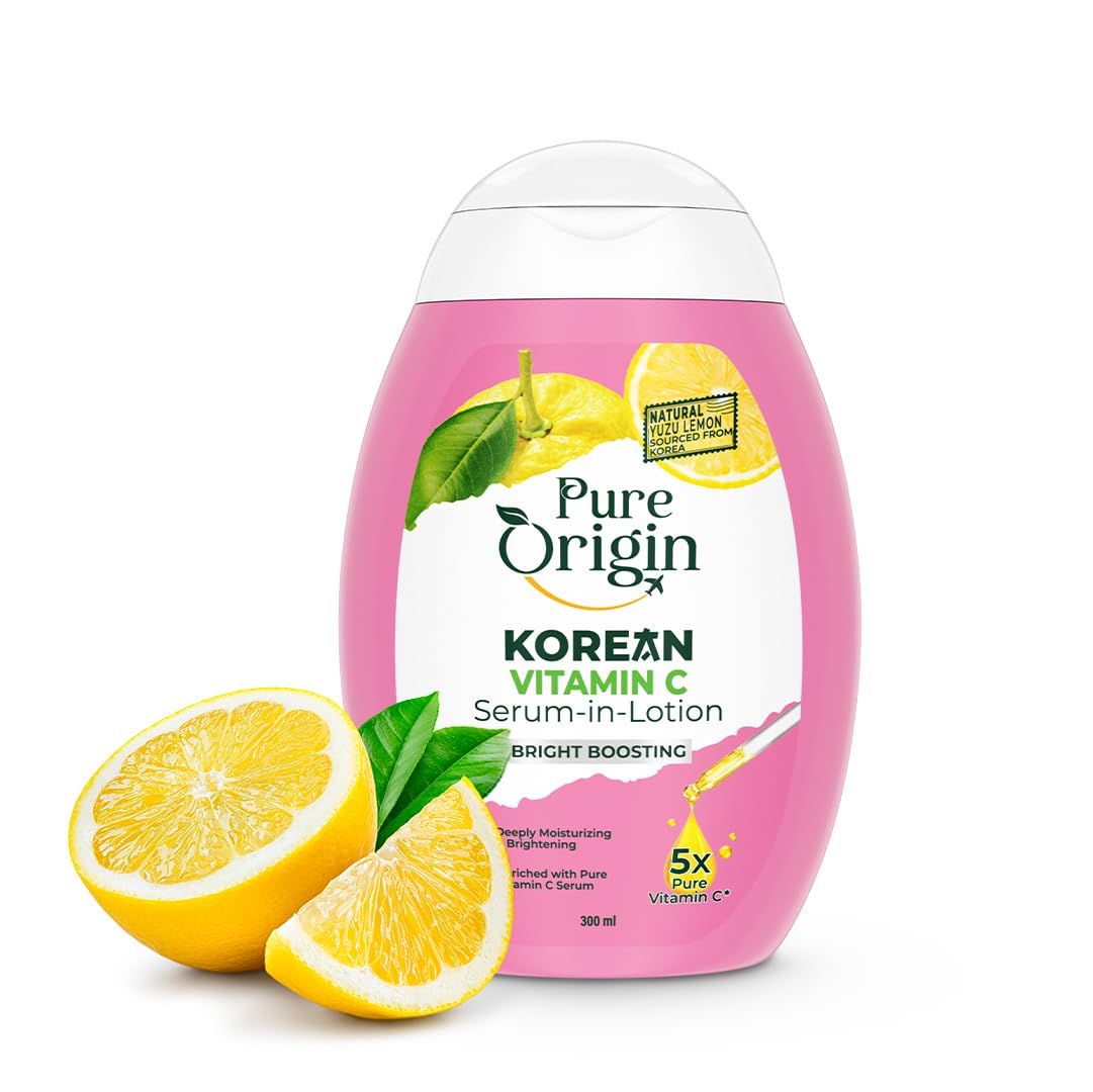 Pure Origin Korean Vitamin C Bright Boosting Serum Cream & Bright Boosting Body Lotion Combo | For Brighter, Glowing Skin and moisturized skin | For women and men | 350g