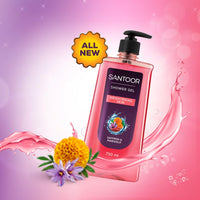 Santoor Brightening Shower Gel 750ml With Natural Saffron & Marigold Extracts| For Men & Women| For Glowing Skin| Suitable For All Skin Types| No Parabens| No Silicones