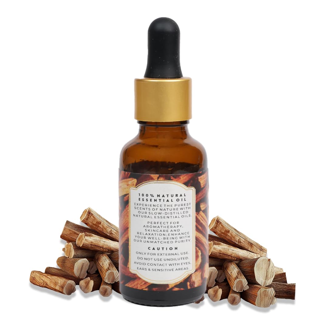 Sandalwood Essential Oil by Enhanced Essentials| Luxurious & Pure Chandan Oil | Calming Aroma for Relaxation, Skin Care, Meditation & Massage | 30 ml