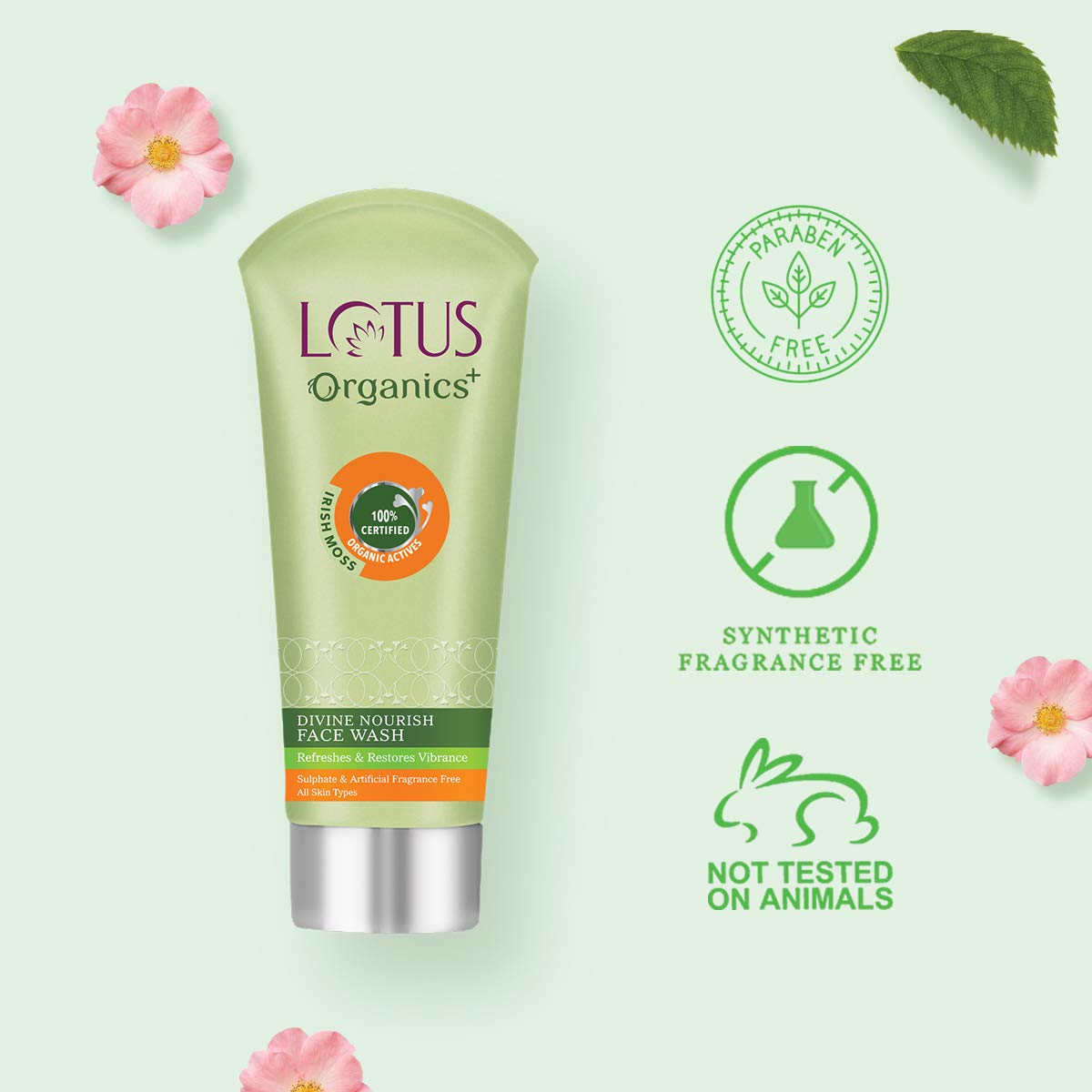 Lotus Organics+ Divine Nourish Face Wash | For Skin Nourishment & Hydration | Sulphate Free | 100ml