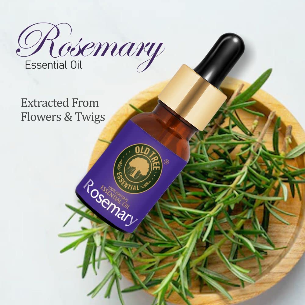 Old Tree Rosemary Essential Oil for Hair Growth for Women & Men (15ml) - Pure and Natural Oil with Dropper for Skin, Body, Diffuser, Aroma Therapy & Relaxation