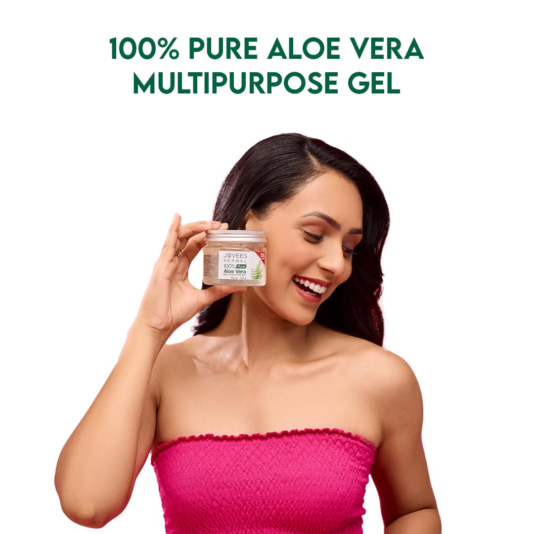 Jovees Herbal 100% Pure Aloe Vera Multipurpose Gel For Face, Skin & Hair | Aloe Vera Gel For Hydrates, Moisturized & Even Tone Skin | Suitable For Men & Women- 85g