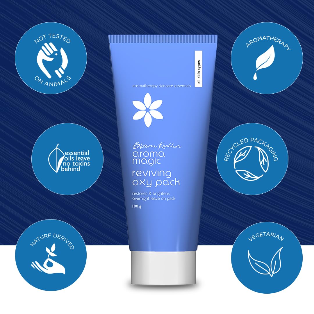 Aroma Magic Reviving Oxy Face Pack |Extracts of witch hazel & white lotus |Restores & Brightens,Dull-Tired skin |Delay aging |Detoxify & Hydrates skin |for Men & Women |All Skin Types|100gm Pack of 1