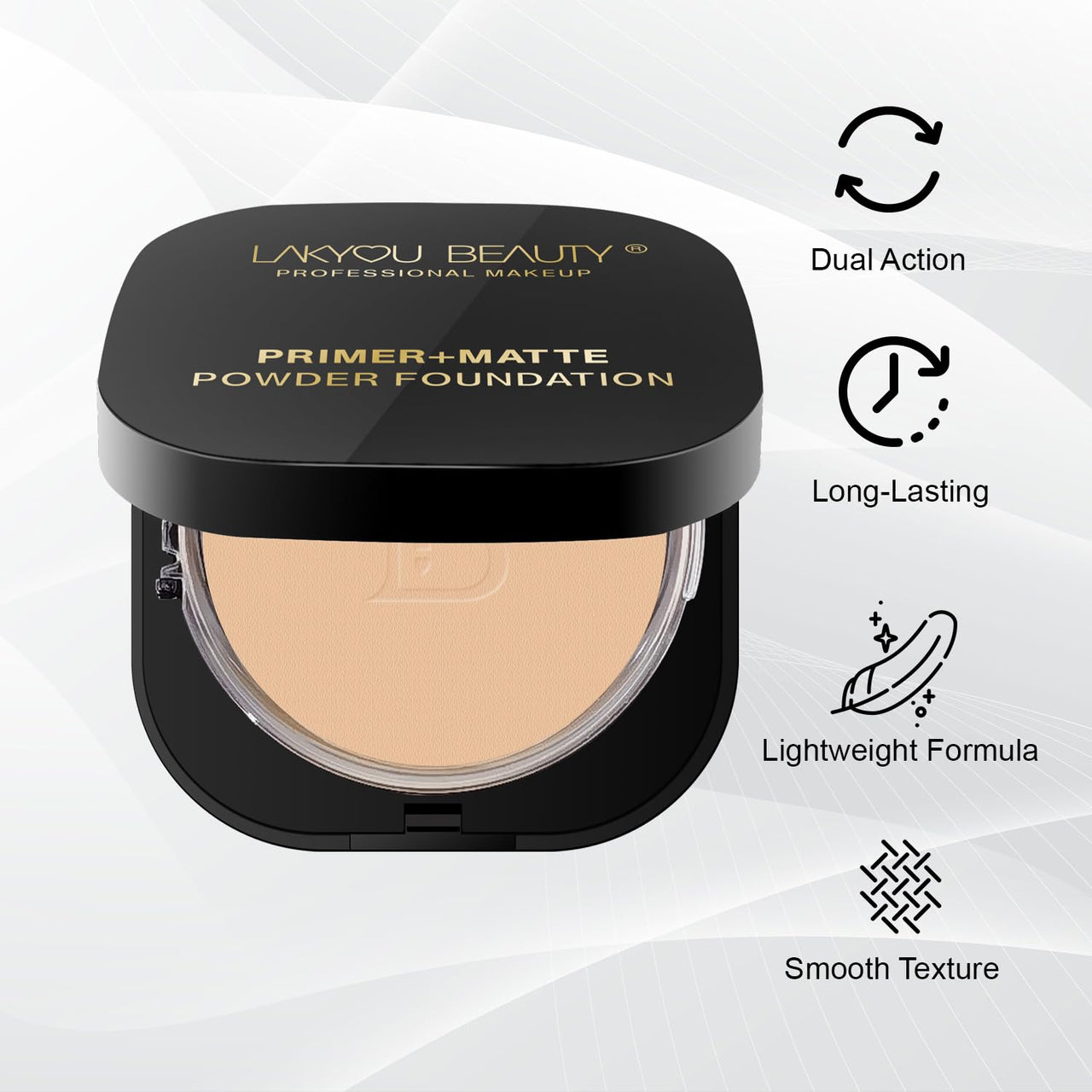 Lakyou Beauty Primer + Matte Compact Powder Foundation 15g, Shade-04(Natural Nude) | All-in-One Primer & Foundation | Lightweight Matte Finish | Long-Lasting | Oil-Control