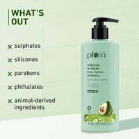Plum Avocado & Argan Frizz Control Shampoo | for Curly, Wavy & Frizzy Hair | Sulphate & Parabens Free | with Aloe Vera Extract | Reduces Frizz, Retains Moisture & Conditions Strands | 250ml