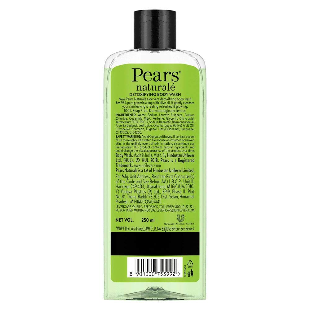 Pears Soft & Fresh Shower Gel SuperSaver XL Pump Bottle with 98% Pure Glycerine, 100% Soap Free and No Parabens, 750 ml & Pears Naturale Detoxifying Aloevera Bodywash,250 ml