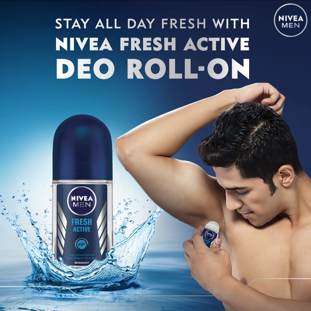 Nivea Body Lotion For Very Dry Skin, Cocoa Nourish, With Coconut Oil & Cocoa Butter, For Men & Women, 400 ml&Nivea Fresh Active Deodorant Roll On For Men, 50ml