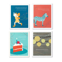 Compendium Positively Green Birthday Cards - 4-Pack with Envelopes, Birthday Joy