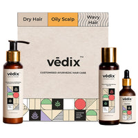 Vedix Customized Hair Fall Control Regimen For Dry Hair - Oily Scalp & Wavy Hair - 3 Product Kit - Anti Hair Fall Oil Neem + Lotus - Vithan Pro Hair Growth Serum, 540 Grams
