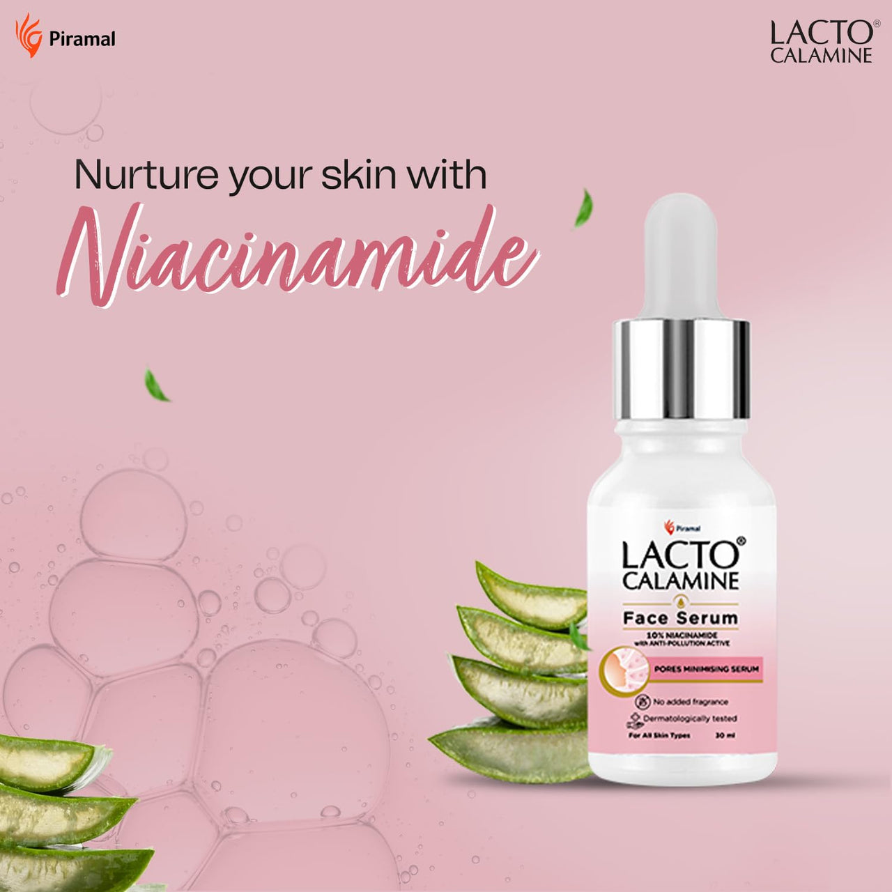 Lacto Calamine 10% Niacinamide Face Serum | 30ml x Pack of 2 | Pore Minimizing, Acne Marks, Blemishes & Oil Balancing | Face Serum for Women & Men | Reduces Pigmentation | Dermatologically Tested