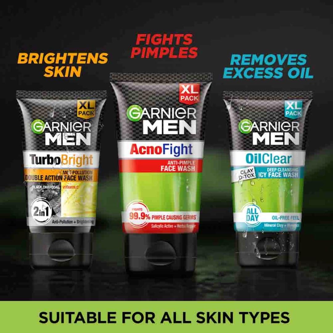 Garnier Men, Anti-Pimple Face Wash, Repairs Skin & Balances Oils, AcnoFight, 100 g (Pack of 5)