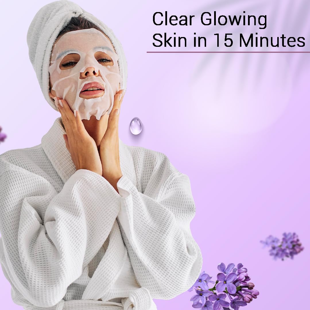 Mancode Lavender Facial Sheet Mask 25ml Smoothen Rough & Dry Skin Calming Firming Pore Reducing, Brightening and Enhances Daily Glow | Korean Sheet Mask for Men Women Sheet Mask Set Combo Pack of 3