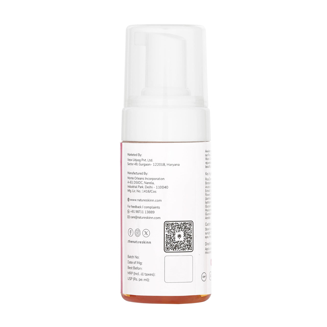 Nature’s Kinn Rose, Camomile & Jasmine Cloud Cleanse Foaming Facewash | Hydrating & Soothing | With Niacinamide, Hyaluronic Acid & Gotu Kola | Sulphate-Free, Paraben-Free, Alcohol-Free | 100ml