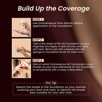 Coloressence HD Foundation - Buildable Coverage Liquid Foundation | Covers Blemishes and Dark Spots | Waterproof & Sweat Resistant | Iced Latte | 2 Applicator Sponges FREE