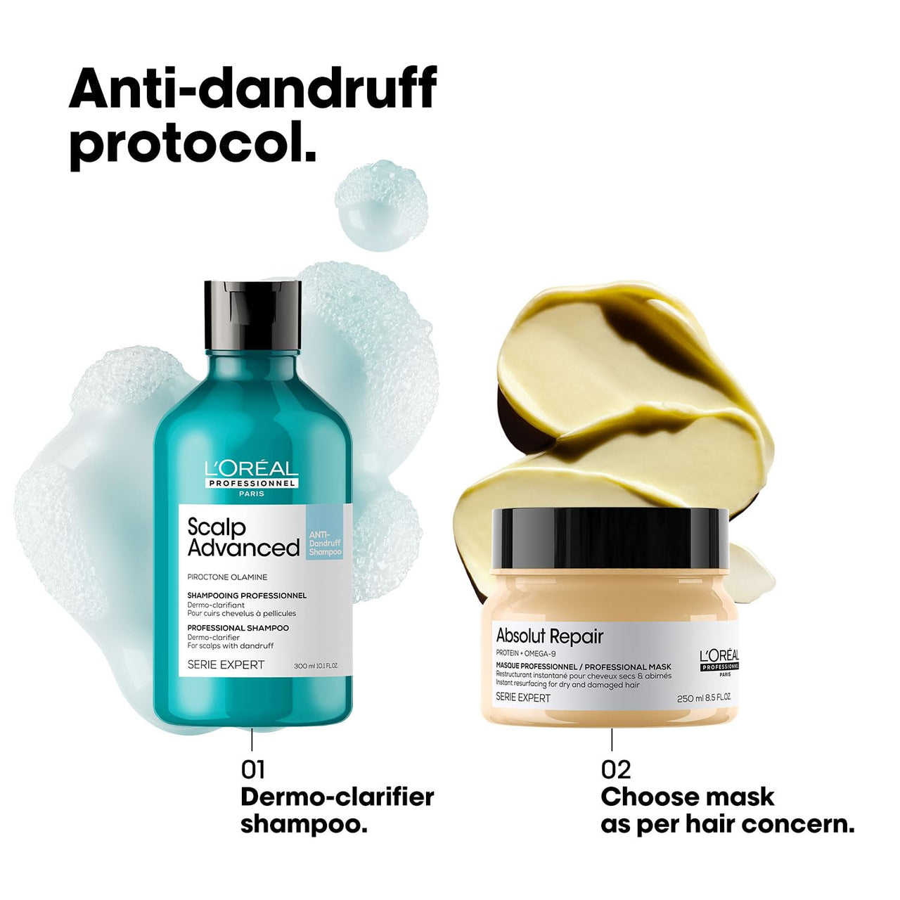 L’Oréal Professionnel Scalp Advanced Anti-Dandruff Dermo-Clarifier Shampoo 300ml | Removes Dandruff & Gently Clarifies the Scalp with Piroctone Olamine | For Men & Women