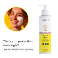 THE LOVE CO SPF50 Sunscreen Body Lotion - PA++++ UVA UVB Protection | Daily Moisturizer with Carrot Seed, Niacinamide & Ceramide | Lightweight, Non-Greasy, Quick Absorbing | Paraben-Free | For All Skin Types | 200ml