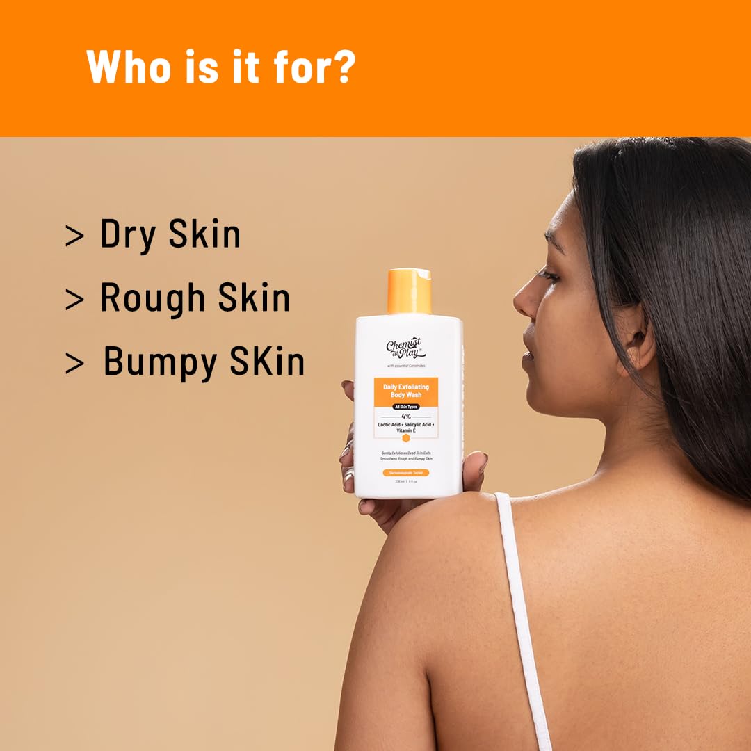 Chemist At Play 1% Salicylic Acid Exfoliating Body Wash 236ml | Paraben & SLS Free | Enriched with Vitamin E & Murumuru | Gentle Exfoliating Shower Gel | Prevents Dry, Rough, Bumpy Skin | Men & Women