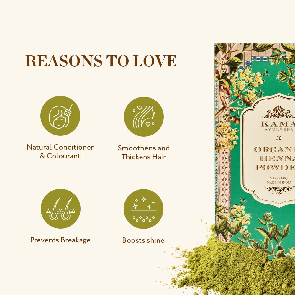 Kama Ayurveda Organic Henna Powder, 100g - Brown
