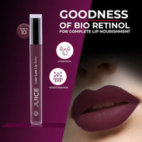 JUICE Matte Lipstick with Goodness of Bio Retinol, Moisturising lock technology, SPF 15 Waterproof & Long Lasting Purple Fantasy M10