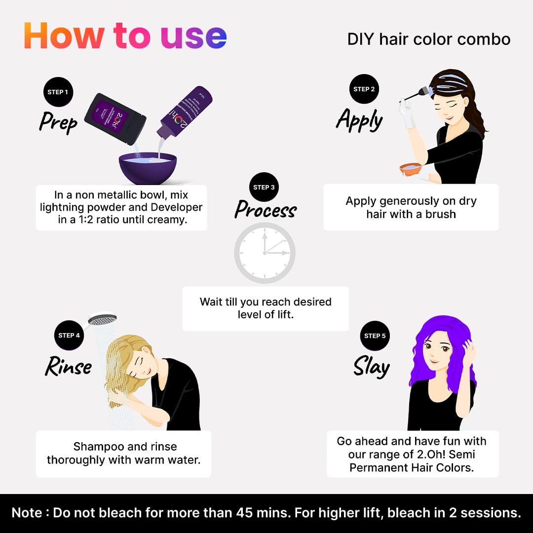 2.Oh! Italian- Violet Hair Color DIY Kit | Semi Permanent Hair Color + Hair Bleach for Hair Color | Hair Highlights for Women & Men | Hair Bleach with Plex & Argan oil| Lightening Kit
