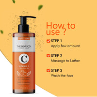 THE LOVE CO Vitamin C & Tea Tree Oil Face Wash - Foaming Cleanser for Instant Glow & De-Tan, Suitable for All Skin Types, 100% Vegan, 200ml