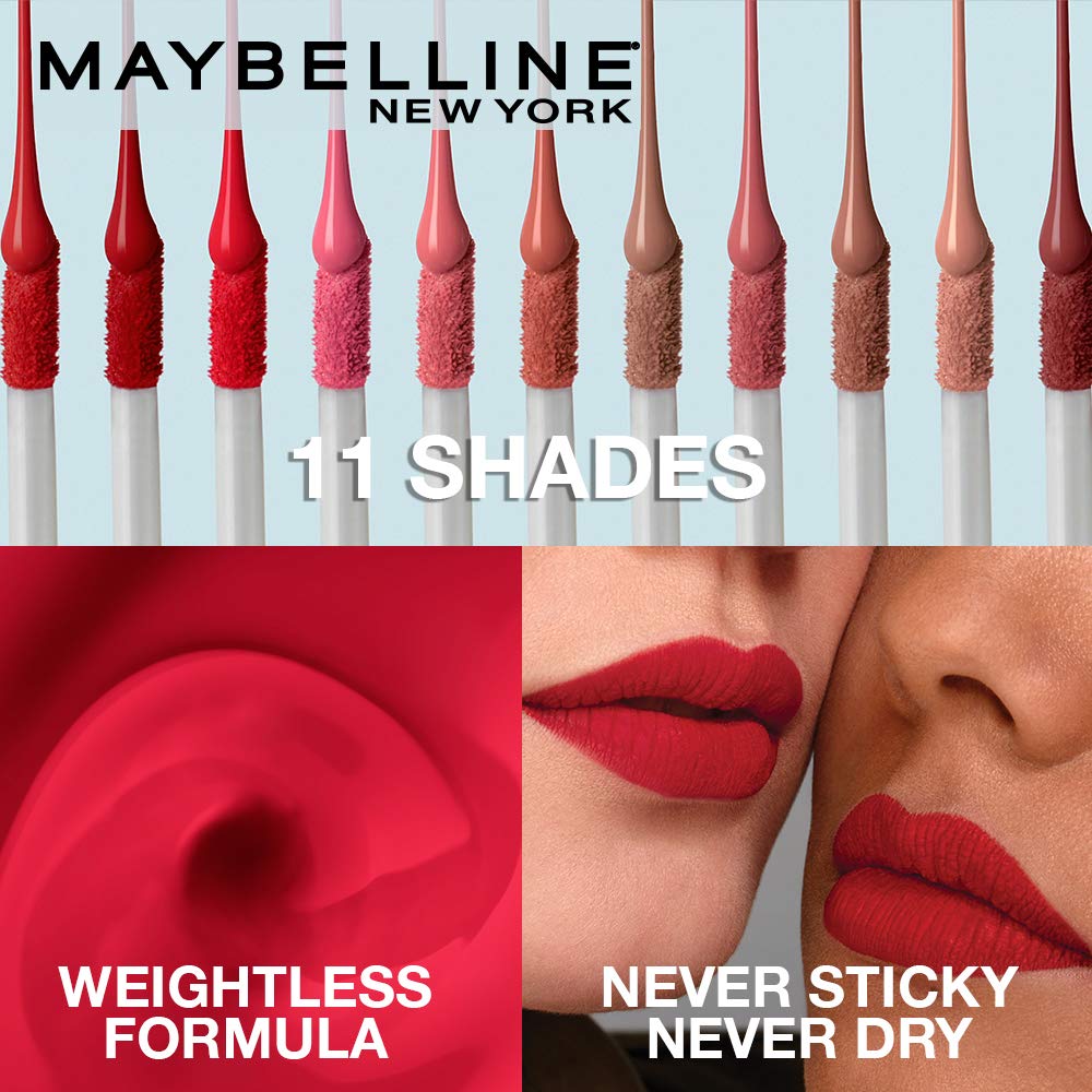Maybelline New York Lipstick, Matte Finish, Non-Sticky and Non-Drying, Sensational Liquid Matte, 04 Easy Berry, 7ml