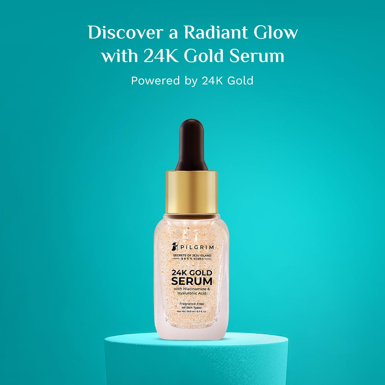 Pilgrim 24K Gold Face Serum With Niacinamide & Hyaluronic Acid, Dewy Primer For Face Make-Up For All Skin Types, Korean Skin Care For Unisex, 20ml