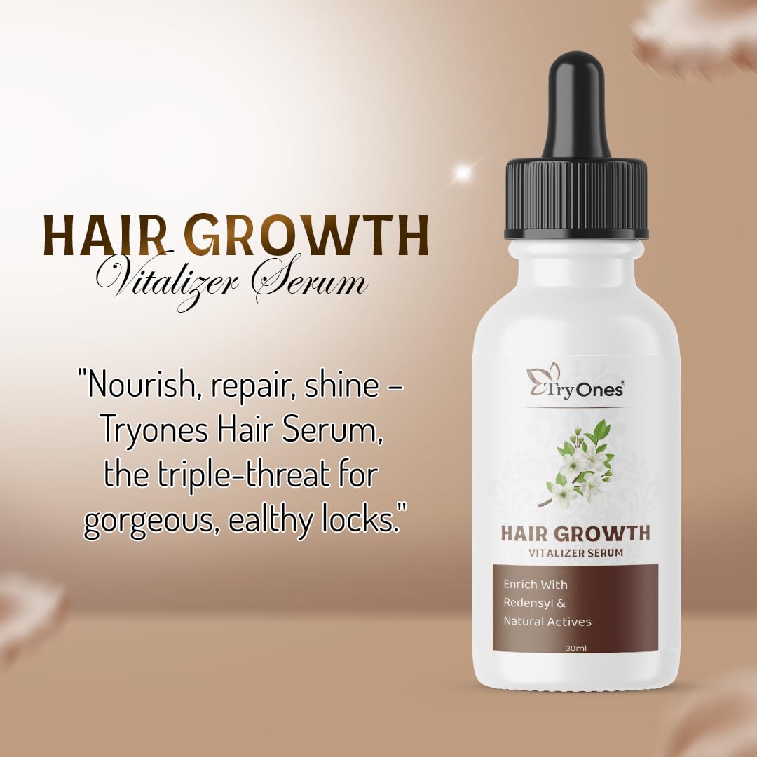 TryOnes Professional Hair Serum for Frizzy Hair||Serum for Women & Men||All Hair Types for Frizz-free, Smooth & Glossy Hair||Hair Growth Vitalizer Serum_30ML