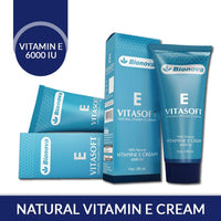 Bionova Vitasoft E Anti-Aging & Skin Brightening Cream with Vitamin E - 100ml | Natural Vitamin E Cream | Helps To Reduce Stretch Marks, Scars, Fine Lines & Wrinkles for Men & Women (Vitasoft Cream)