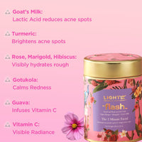 Light Up Flash Face&Body Brightening Ubtan-3 Minute Facial,Goat'S Milk,Marigold,Hibiscus,Rose,Guava&Vitamin C: Instant Glow,Tan Removal,Gentle Exfoliation,Natural Radiance,Bridal-120 Gm,Scrub,1 Count }