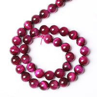 32PCS 12mm Natural Stone Beads Rose Red Tiger Eye Gemstone Round Loose Beads Crystal Healing Energy Jewelry Making DIY Bracelet 15