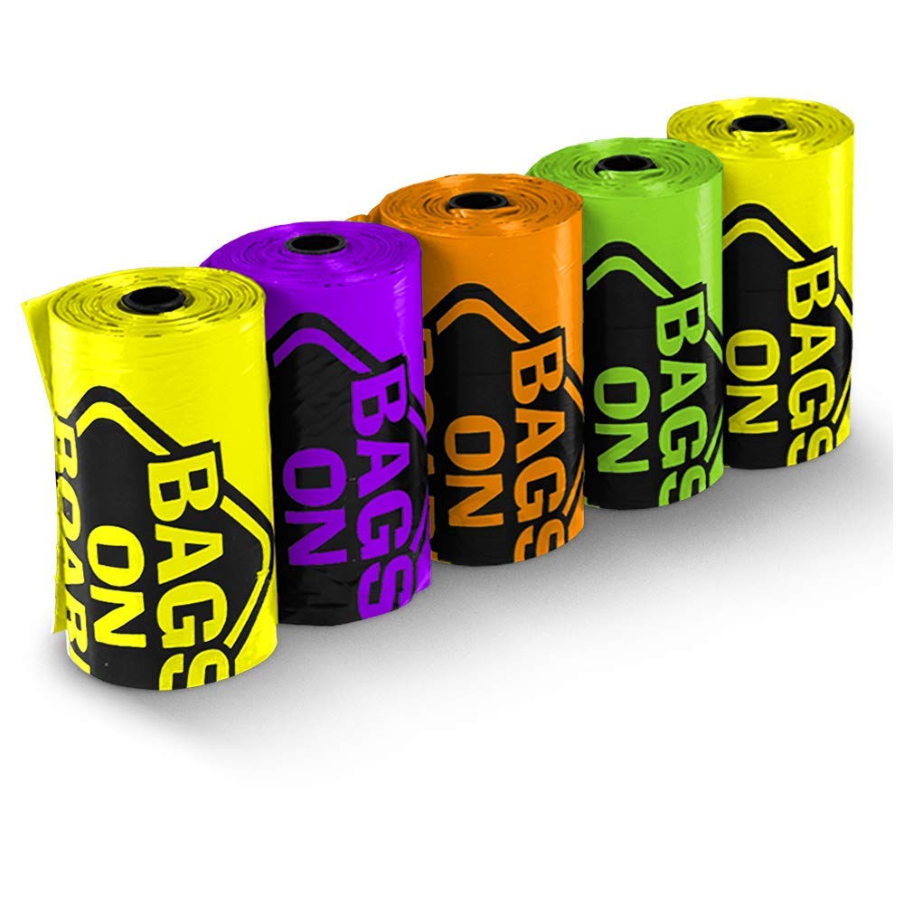 Bags On Board Dog Poop Bags | Strong, Leak Proof Dog Waste Bags | 9 x14 Inches, 315 Multi-Colored Bags