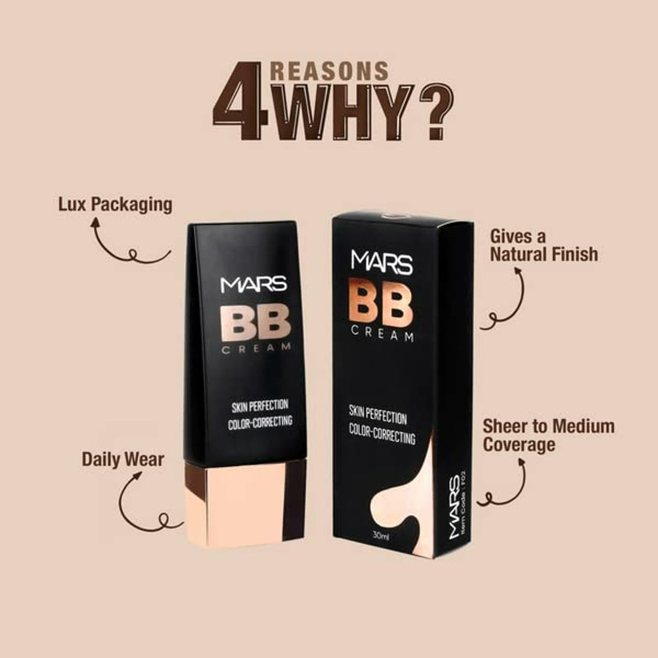 MARS Long Lasting Crayon Lipstick up to 12 Hours Stay | Matte Finish | Waterproof | Won't Smudge Won't Budge Lip Crayon (3.5 gm) (18-I Am Confident) BB Cream Lightweight Foundation (30 ml) (Tan)