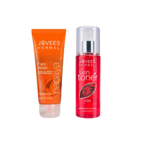 Jovees Herbal Papaya Face Wash For Brightening and Glowing Skin Removes Pigmentation And Dark Spots 120ml And Rose Skin Toner | For Youthful Skin, Tightens Pores, Healthy Glow 200ml