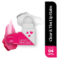 Hilary Rhoda Clear & Tint Lip Balm | Infused with Aloe Vera & Shea Butter | Hydrates & Nourishes Lips | 2 Sided Lip Balm | Glides on lips Smoothly - 2.27g*2 (Pink Love - Shade 04)