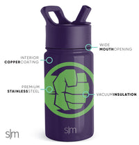 Simple Modern Marvel Hulk Kids Water Bottle with Straw Lid | Insulated Stainless Steel Reusable Tumbler Gifts for School, Toddlers, Boys | Summit Collection | 14oz, Hulk Smash 14oz Water Bottle Marvel-Hulk Smash