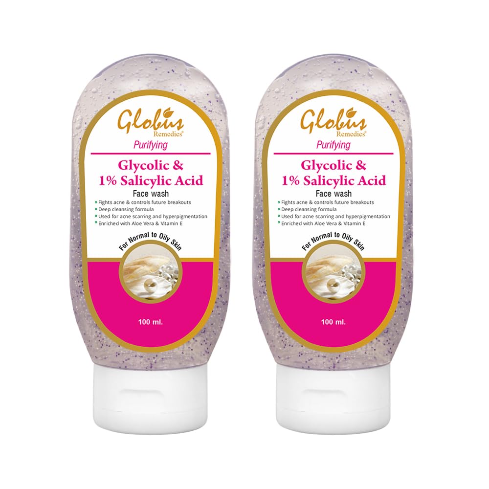 Globus Remedies Pimple Clear Face Wash with Glycolic & 1% Salicylic Acid - 100 ml (Pack of 2)