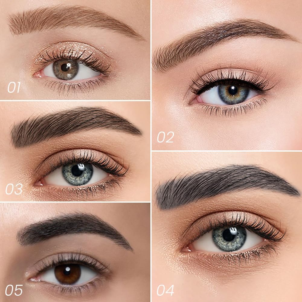 Luxenwell Eyebrow Contouring Pen, Waterproof Microblading Eyebrow Pencil with 4-Prong Micro-Fork-Tip Applicator, Liquid Eyebrow Pencils for women Creates Natural Looking Brows Effortlessly (Black)