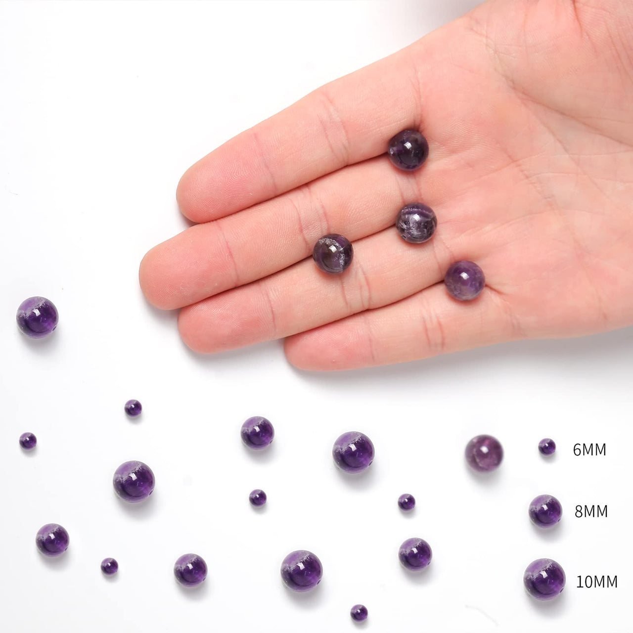 35pcs 10mm Natural Stone Beads Amethyst Beads Energy Crystal Healing Power Gemstone for Jewelry Making, DIY Bracelet Necklace