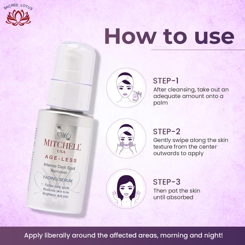 Mitchell USA Intense Dark Spot Remover | Clears dark spots, Brightens skin and Evens skin tone | Lotus Seed Extract, Pomegranate oil & Vitamin C | For Women & Men | For All Skin Type | 50ml