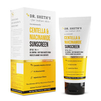 Dr Sheth's Centella & Niacinamide Sunscreen SPF 50 PA+++ | For Oily & Acne-Prone Skin | Sweat Proof & Water-Resistant | Dry Touch Matte Finish | Controls Excess Oil | Protects Against UVA & UVB Rays | For Men & Women | 50 g