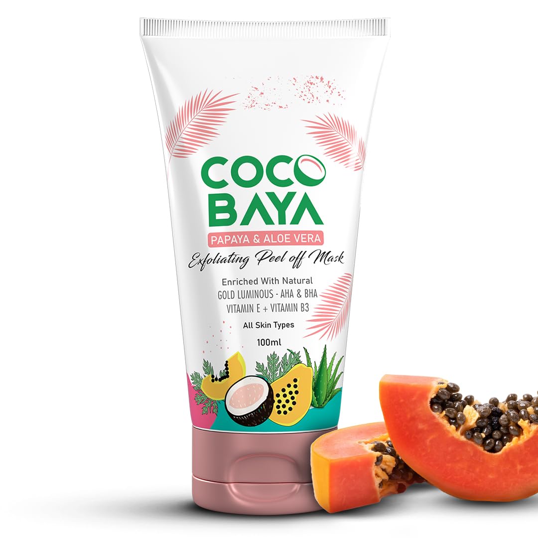 Coco Baya Exfoliating Peel Off Mask, Enriched with Papaya Extract, Aloe Vera Extract, Vitamin E & Vitamin B3, Suitable For All Skin Types, 100 ML