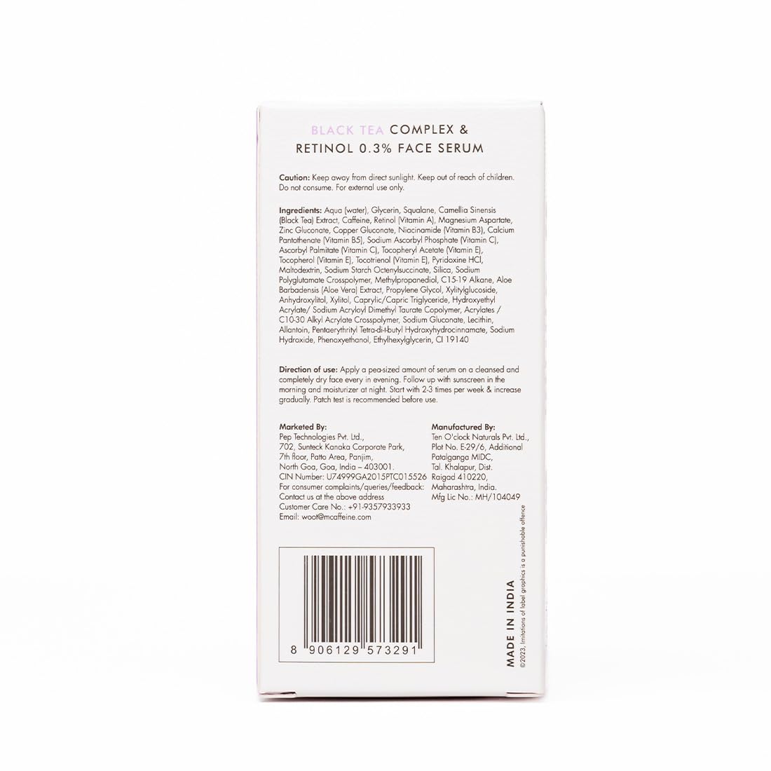 mCaffeine Retinol 0.3% & Black Tea Complex™ Anti Ageing Face Serum | Reduces Wrinkles, Fine Lines & Fights Signs of Ageing | Boosts Collagen by 80% | Retinol & Squalane Serum for Women & Men - 20 ml
