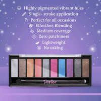 Dazller Eyeshadow 10-in-1 Palette,10g, DES2, Velvety Texture, No Patchiness, Easy blending, with Sponge-Brush Applicator (Multicolor)
