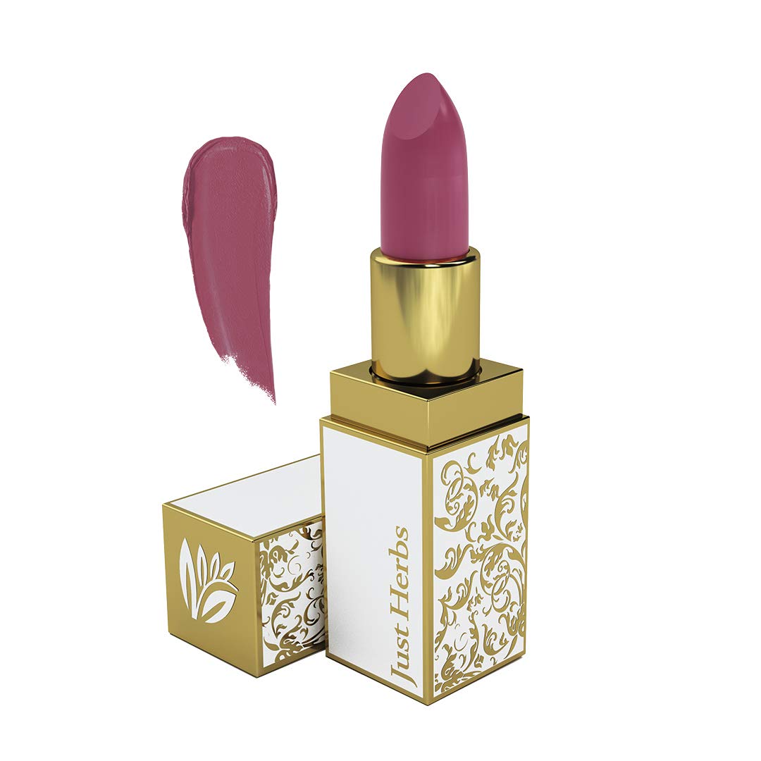 Just Herbs Natural & Organic Herb Enriched Ayurvedic Creamy Matte Lipstick For Dry & Chapped Lips- Paraben & Chemical Free Lipstick (Subtle Tea Rose Pink, Shade no. 15)