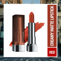 Maybelline New York Matte Lipstick, Intense Colour, 674 Madison Red, 3.9g & Maybelline New York Matte Lipstick, Intense Colour, Keeps Lips Moisturised, 657 Nude Nuance, Lipstick, 3.9g
