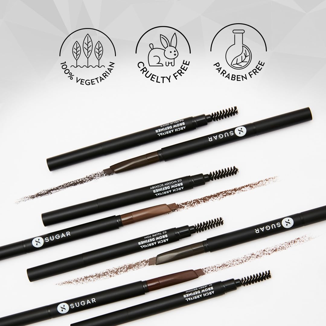 SUGAR Cosmetics Arch Arrival Brow Definer | Brow Pencil with Spoolie | Lasts Upto 12hrs | Pigmented Eyebrow Pencil | Long Lasting & Natural Finish | 3.5gm - 03 Woody Scooby