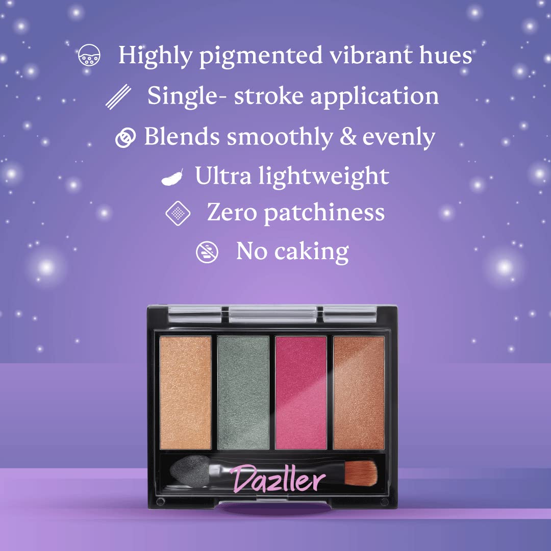DAZLLER Mystical Magic Eyeshadow Palette Powder - Mini, 4G, D4-Es8, Lightweight, Even Blending, Rich Pigments, Vibrant Hues, Multicolor, Shimmery Finish