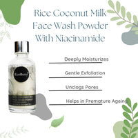 EcoBerry Rice Coconut Milk Face Wash Powder | Talc Free, Hypoallergenic, Sensitive Skin 100% Pure, Organic | Natural | Alcohol Free | Preservative Free | Chemical Free | Vegan, 30g