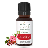 Mystiq Living Rosehip Seed Oil for Skin & Face - 15 ML | Rosehip Face Oil for Gua Sha Massage Fine Lines, Acne Scars,Under Eye, Curly Hair and Anti Pigmentation | 100% Pure & Natural, Cold Pressed